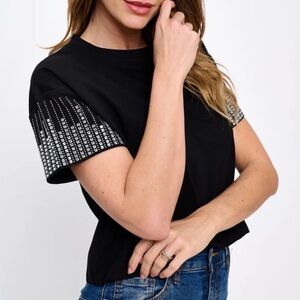 T shirt Women Black Crop Top Size S, M, L